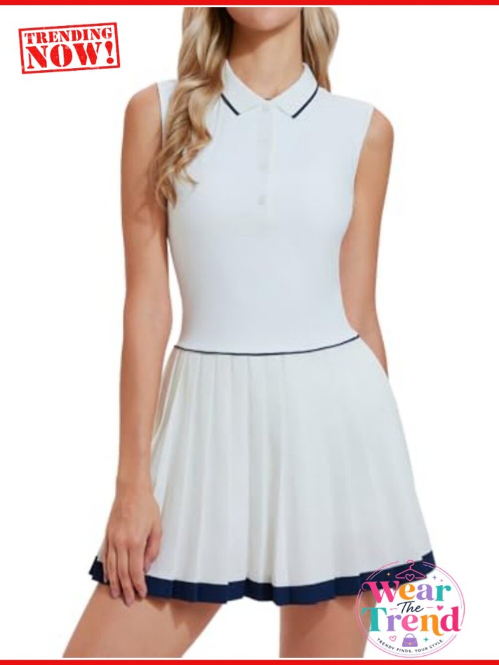 Women Tennis Dress Button Polo Golf Workout Athletic Sleeveless A-Line
